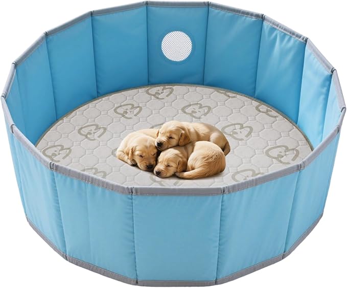 FXW Washable Pee Pads for Dogs, Leak-Proof & Non-Slip, Specifically Designed for Whelping Box, 47" Round, Khaki, 2 Packs