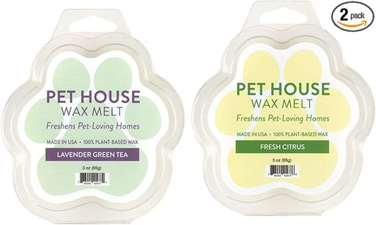 Pet House Lavender Green Tea, Fresh Citrus Scented Wax Melts - Long-Lasting Plant Based Summer Wax Melts Pet Friendly Pack of 2