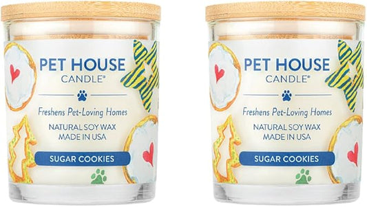 Pet House Pet Friendly Candle Plant Based Scented Candle Clean Burning, Long Lasting for Home, Sugar Cookies 2 Pack