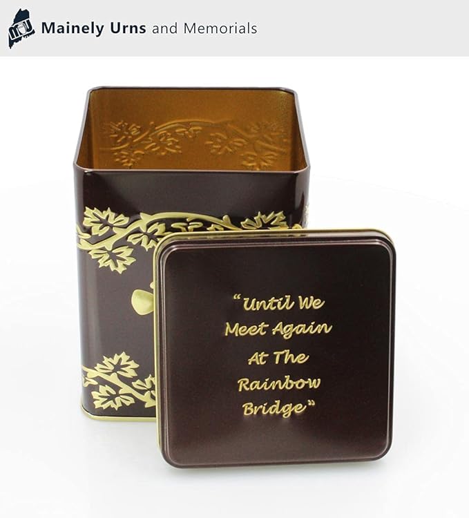 Large Rainbow Bridge Paw Print Economy Pet Cremation Urn Tin - 85 Cubic Inch Capacity for a Pet Weighing up to 70 Pounds - Pet Memorial Urn Tin for Ashes