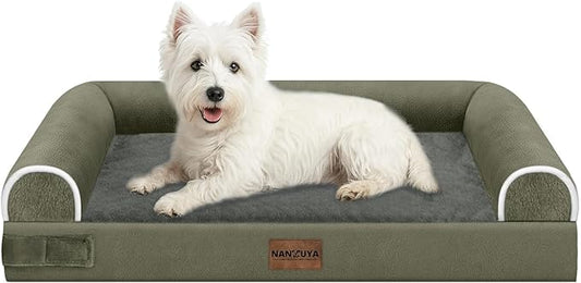 Medium Dog Bed Orthopedic Washable: Beds Bolster Medium Sized Dogs Bed Egg Crate Foam Couch Sofa Waterproof with Removable Cover - Dark Green