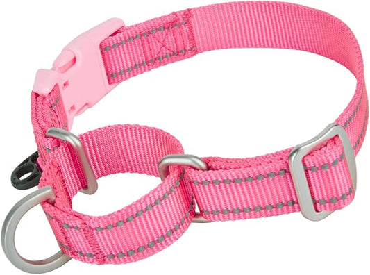 Reflective Martingale Collar for Dogs with Quick Snap Buckle Anti-Pull Nylon Safe Slip Collars for Easy Walking,Hot Pink,XSmall