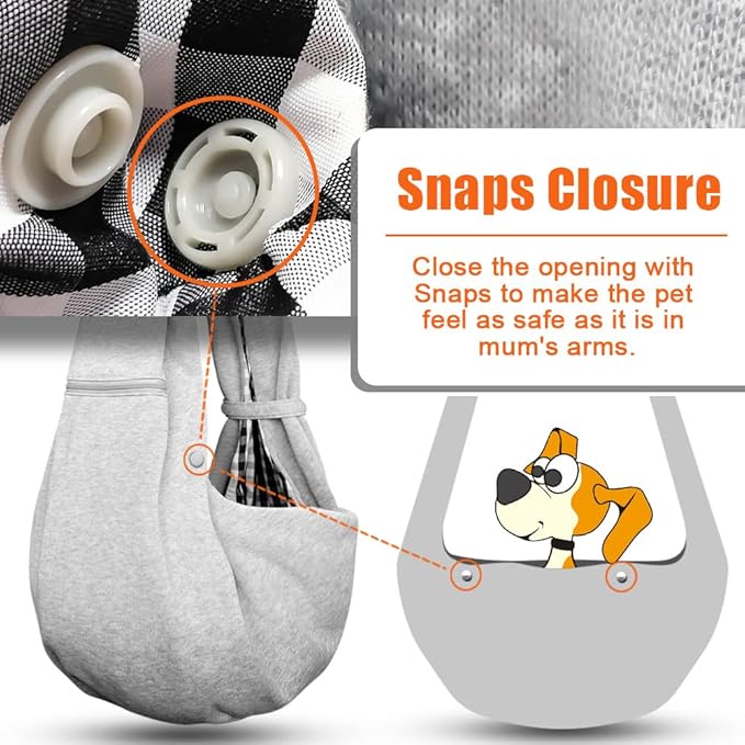 Tomkas Small Dog Sling Carrier - Zipper Pocket & Adjustable Strap - for 3-10 lbs Pets(Grey)