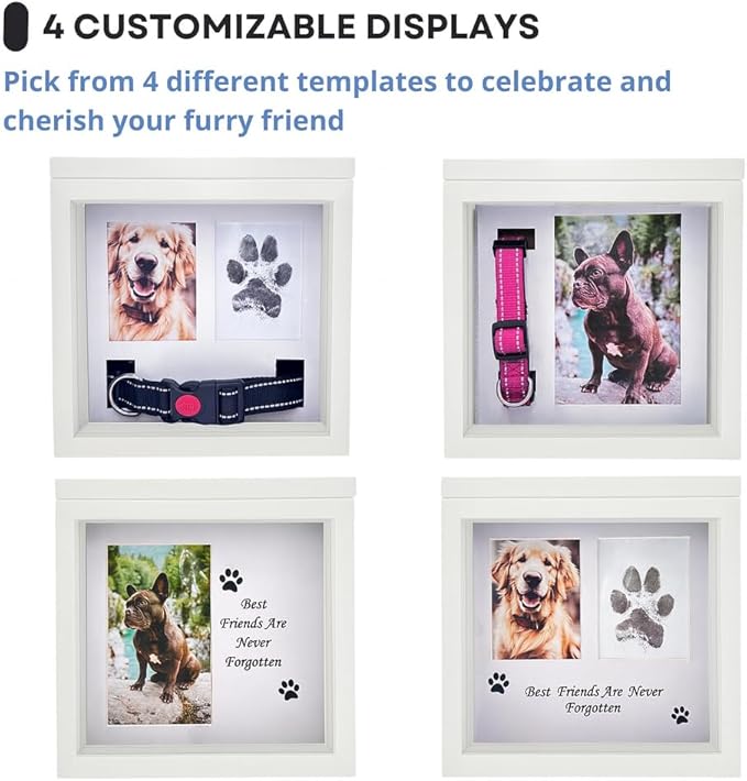 Dog Urn for Ashes, 4 Customizable Displays with Paw Print Ink Kit and Flannel Bag, Pet Urns for Dogs Ashes, Pet Cremation Box, Cat Urn for Ashes, Dog Ashes Keepsake (White)