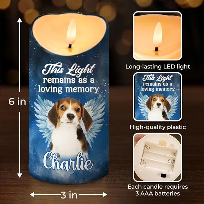 Personalized This Light Remains As A Loving Memory Dog Cat Led Candle Pet Sympathy Christmas Birthday Gift For Dog Mom Dad Pet Owners Loss Of Pet In Heaven Sympathy Led Candle Home Decor Gifts