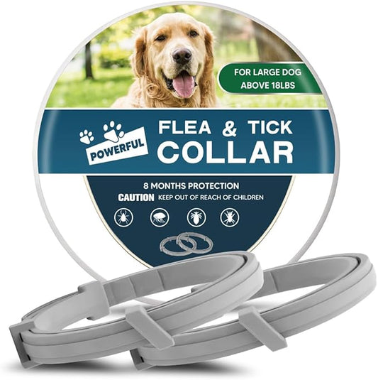 Flea Collar for Large Dogs,Dog Flea Collar,Natural Flea & Tick Collar,Tick and Flea Collar for Dogs,Adjustable Soft Fit,Simple to Use,People/Pet/Plant Friendly-2P (2 Ounce (Pack of 2))