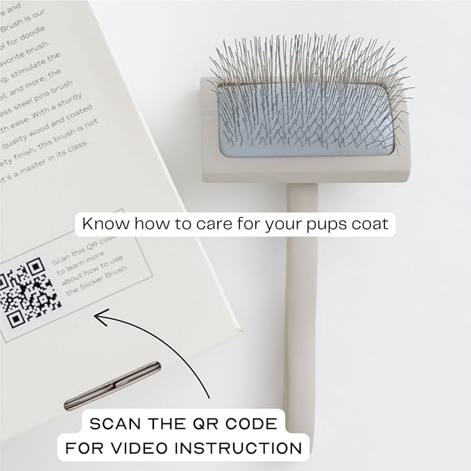 pupwell Slicker Brush for Professional and Luxury Dog Grooming to Prevent Matting with Dense and Extra Long Stainless Steel Pins (Goldendoodles, Labradoodles, Poodles)