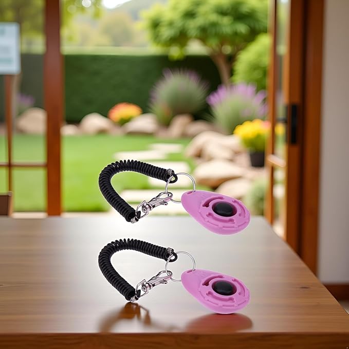 2Pcs Pink Dog Clicker for Training Easy to Use with Button Dog Training Accessories Strong and Long-Lasting, Training and Behavior Aids