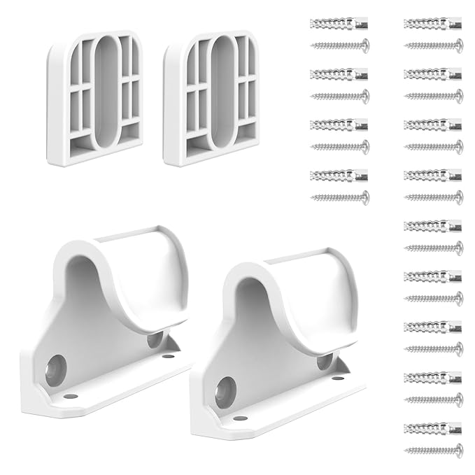 HAMOPY Auto-Lock Retractable Baby Gate Replacement Parts, Original Hardware Set (Including 2 x Latches + 2 x Brackets + 1 x Floor Hook + 1 Set of Screws) Only Fit 55“&71” Auto-Lock Baby Gate(White)