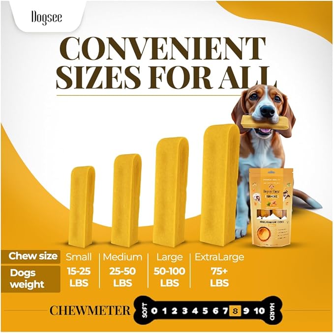 Dogsee Himalayan Yak Cheese Chews with Turmeric 2lb – Medium Size (12 Pack) | Long-Lasting Natural Treats for Dogs | Anti-Inflammatory | Odorless & Helps with Teeth Cleaning