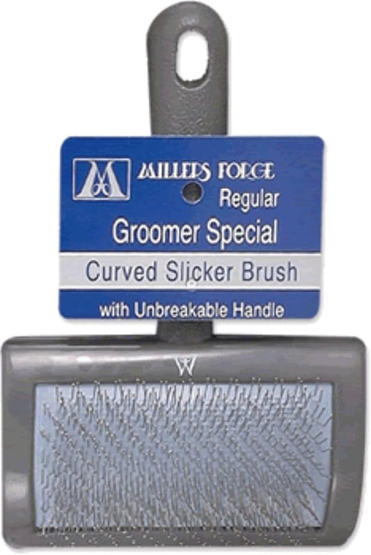 Millers Forge Stainless Steel Pins Universal Curved Pet Slicker Brush with Plastic Handle, Regular - MF120 13,Black
