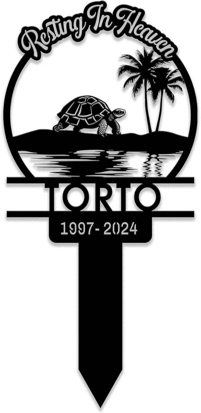 Custom Turtle Memorial Stake, Metal Turtle Grave Marke,r Turtle Garden Sign, Outdoor Plaques for Garden Decor, Turtle Yard Stake, Loss of Turtle Gift, 8-24in