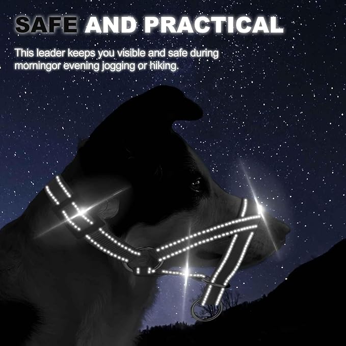 Dog Head Collar, Head Collar with Reflective Strap to Stop Pulling for Small Medium and Large Dogs, Adjustable (M, Black)