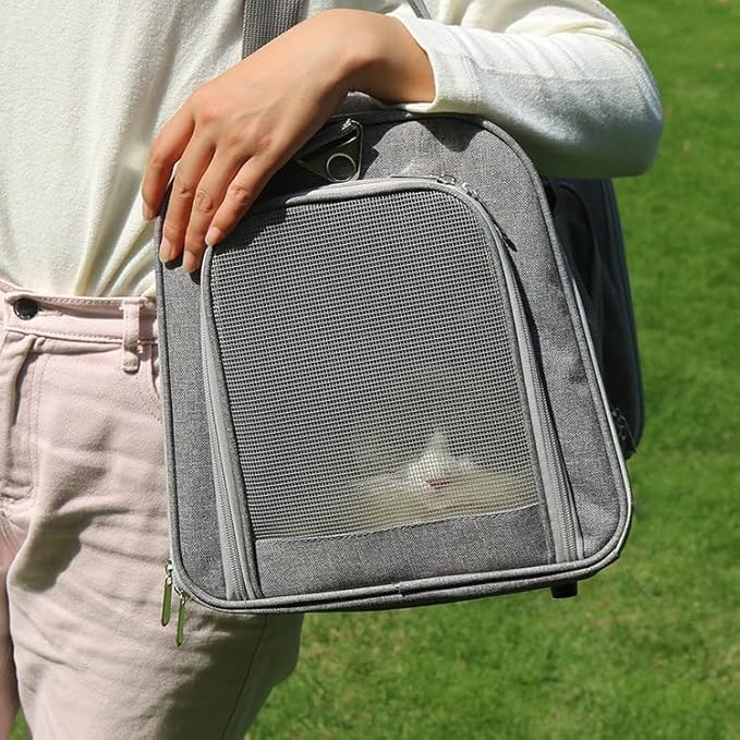 Most Airline Approved Cat Carriers Dog Carriers Soft-Sided Pet Travel Carrier for Puppies/Kittens/Rabbits, 5-Sided Breathable Mesh, Self-Locking Zippers, 17''X11''X11''