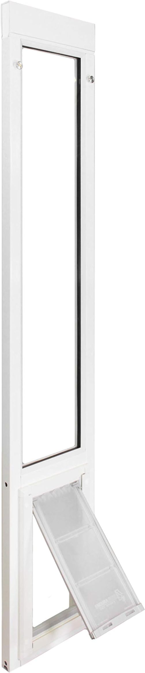 Endura Flap Pet Door for Vinyl Sliding Glass Doors | Weatherproof & Insulated Dog Door for Vinyl Sliders | Durable with Secure Locking Cover | White, XXL Flap, 77.25"-80.25" Slider Height