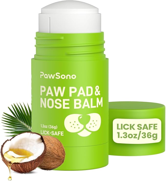 Lick-Safe Dog Paw & Nose Balm with Coconut Oil | All-Natural Moisturizer & Soother for Dry, Cracked Pads & Snout | Heat & Cold Pavement Protection Wax | Horse Hoof, Joint Care, 1.3 oz (36g)