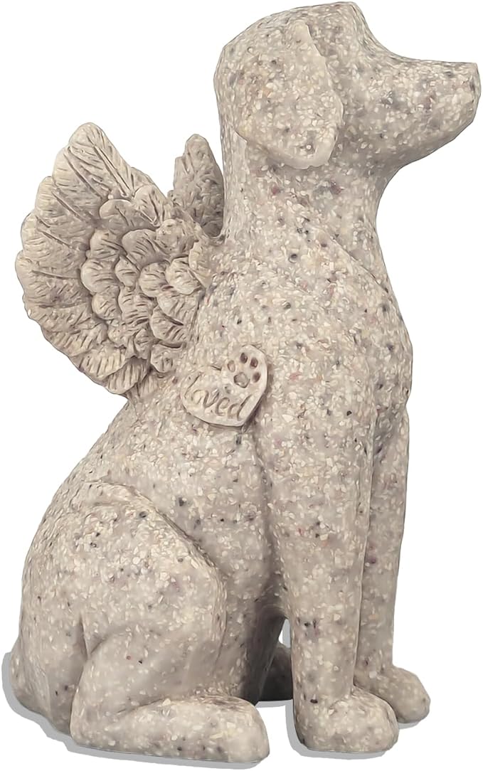 Angel Dog Figurine - Sympathy Gift for Dog Loss, Outdoor Memorial Statue Decor