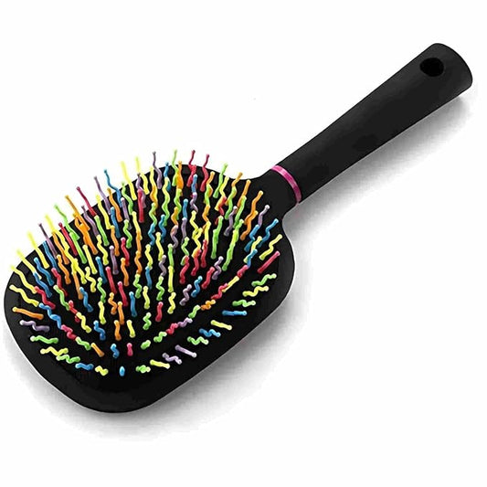 1000RB Rainbow Paddle Mane and Tail Brush Detangler Plastic Forky Comb for Horses