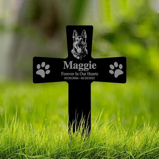 Personalized Dog Memorial Stake Custom Dog Cat Photo Forever in Our Heart Metal 12x12 inch Pet Grave Marker Dog Loss Gift Sympathy Gift for Dog Lover (Style 6)