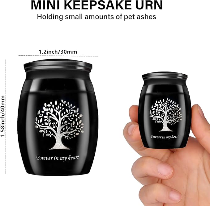 Small Keepsake Urns for Pet Ashes,1.58 Inch Mini Cremation Urns for Ashes with Tree of Life Pattern,Stainless Steel Decorative Memorial Mini Funeral Urn for Ash (1 Pack)