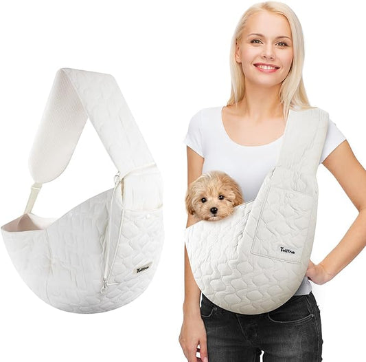 Dog Sling for Small Dogs, Front Dog Sling Carrier, Padded Lightweight Pet Soft Carrier with Adjustable Shoulder Strap, Travel Safety Harness Machine Washable for Small Cats Puppy Outdoor