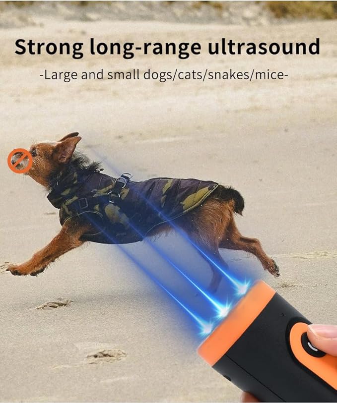 Ultrasonic Dog Bark Deterrent Device, Anti Barking Device for Dogs, Dog Training Stops Bad Behavior, Effective Control Range Ultrasonic 50ft, Flashlight & Beep | Safe for Human & Dogs