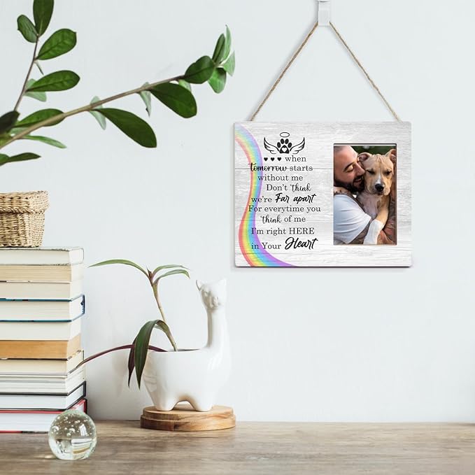 Orchroma Rainbow Bridge Dog Memorial Gifts 4x6 Picture Frame, 8x10 in Wooden Frame with Easel Back, Perfect for Home Decor & Gifting