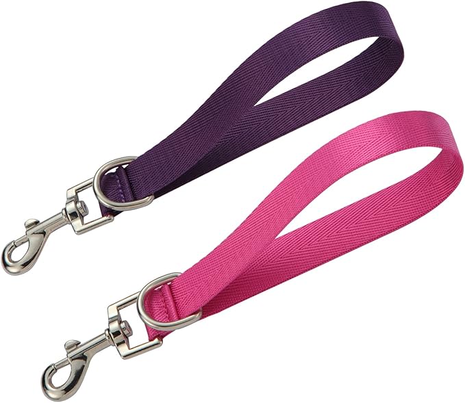 Traffic Dog Leash Dogs Training Leash Short Pet Lead Pets Traffic Grab Handle Dog Grab Tab Training Tab Handle Nylon Short Dog Lead (Rosered & Purple)
