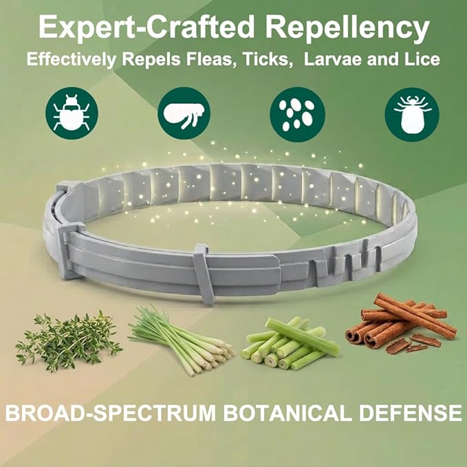 Craveit Dog Flea Collar, 2 Pack Flea Collar for Dogs Large, Gentle Plant-Based Tick Repellent for Large Dog, Waterproof & Adjustable, 8-Month Long-Lasting Defense