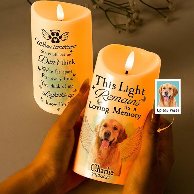 Custom Pet Photo This Light Remains Loving Memorial Dog Cat Memorial Led Candle Gifts Every Time Miss Me Light This Up Candle Gift for Loss of Dog Cat Mom Dad