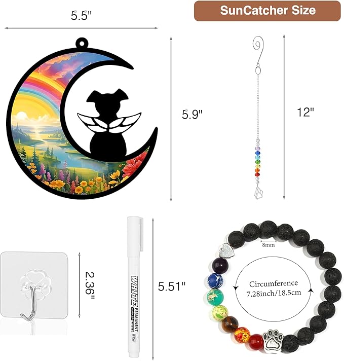 Personalized Dog Memorial Gifts for Loss of Dog, Pet Sympathy Suncatcher, Rainbow Bridge Dog Remembrance Gift, Dog Passing Away Ornament for Window Hanging (Rainbow River)