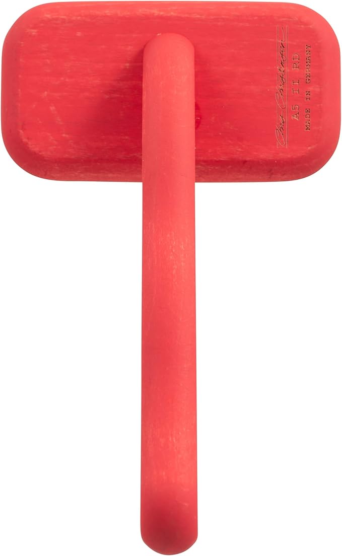 Chris Christensen Mark II Slicker Brush, Groom Like a Professinal, Stainless Steel Pins, Lightweight Beech Wood Body, Ground and Polished Tips, Red Small