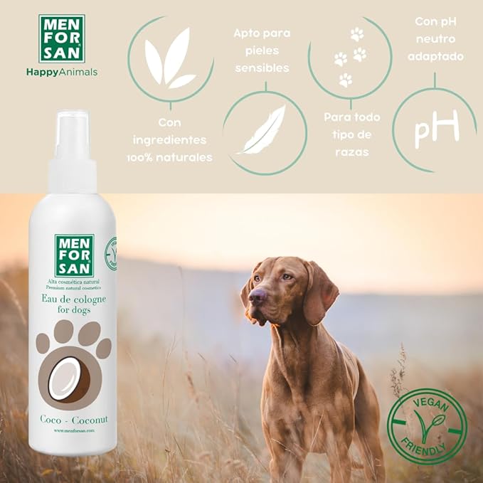 MENFORSAN Eau de Cologne Coconut for dogs 100% Natural, Vegan-Friendly, Alcohol Free