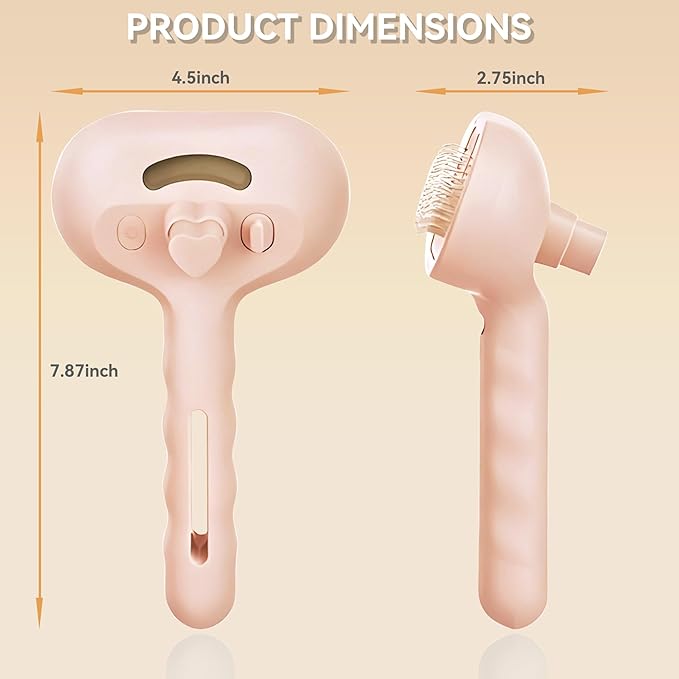 Dog Steam Brush 3-in-1 Spray Bath Brush for Dog and Cat, Pet Hair Removal Comb for Long & Short Haired Pets, Self Cleaning Grooming Brush Can Help to Comb a Pet's Fur and Remove Fleas Pink