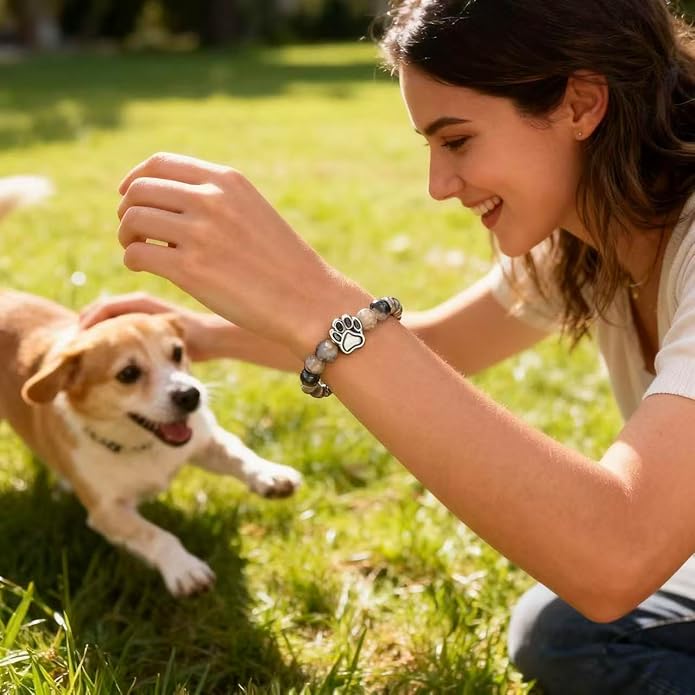 LINGYUAN Pet Memorial Gifts for Dogs Cats, Pet Memorial Bracelet, Remembrance Pet Loss Sympathy Gift for Cat Dog Lovers, Bereavement Gifts for Loss of Pet