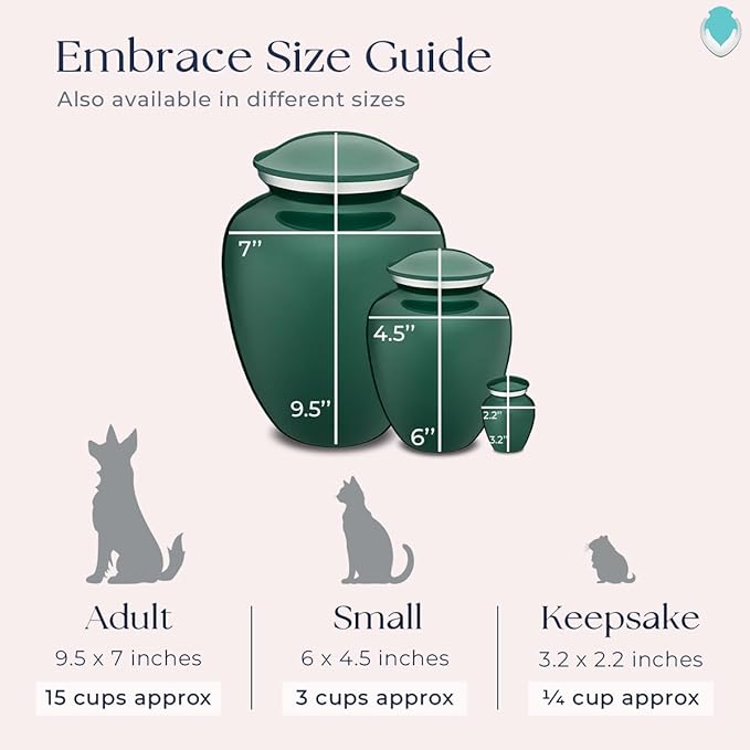 Geturns Embrace Personalized Picture Urn for Small Pets I Green Photo Cremation Urns for Dogs and Cats I 44 lbs