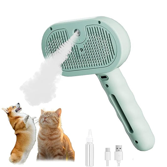 2025 Dog Steam Brush, 4-in-1 Universe Dog Brush with Spray and UV Disinfection, Effortlessly Removes Loose Fur, Dirt while Massage Pet (Green)