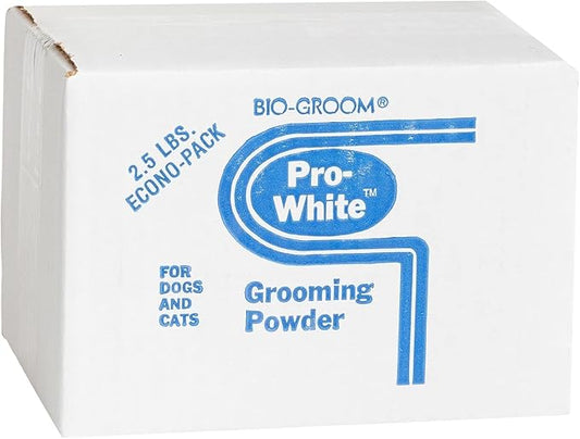 Bio-Groom Pro-White Dog Grooming Powder - Harsh Coat Defense, Dog Bathing Supplies, Puppy Wash, Cat & Dog Grooming Supplies, Cruelty-Free, Made in USA, Dog Powder for Odor - 2.5 lb Box