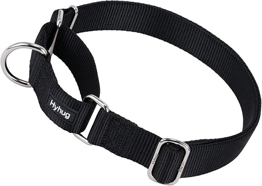 Hyhug Martingale Collar for Dogs Extra Large Black |Escape - Proof Heavy Duty Nylon Durable No Pull, Ideal for Training & Daily Walks