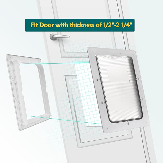 Ownpets Dog Door with Hard Plastic Flap Pet Door&Safe Plunger Lock,Solid Durable Frame Easy to Install Doggie Door for Large Dogs up to 100lbs