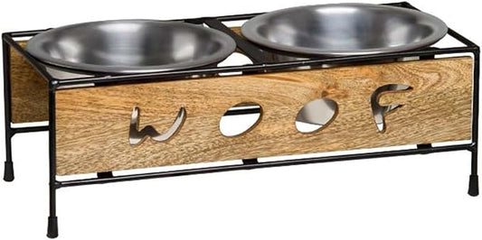 Loving Pets Black Label Woof Cut Raised Diner, Wood, 1 Pint