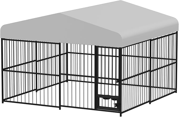 Garvee 10x10x6 FT Outdoor Dog Kennel, Dog Enclosures Outside with UV-Resistant Waterproof Roof Cover and Lock,for Medium and Large Dogs,Easy Assembly