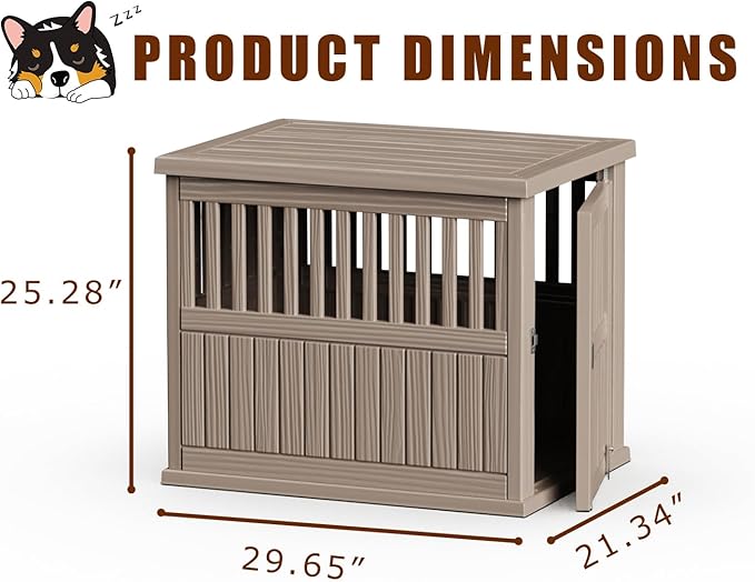 30 INCH Dog Crate Furniture Lockable Indoor Dog Kennel Dogs Cage Heavy Duty Decorative Plastic Pet Cage End Table for Small/Medium Dogs, Grey