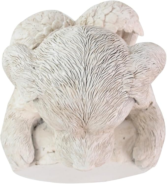 Angel Dog Holding Heart Memorial Stone, Dog Garden Statue Pet Headstone Grave Markers Outdoor Loss Sympathy Gift