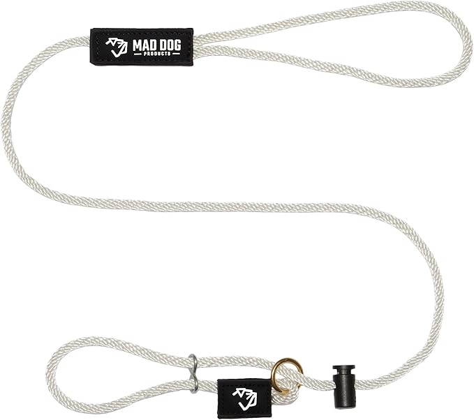 Mad Dog Products Easy Leader Dog Leash 1/4" x 15' White Signature Rope - Made in USA