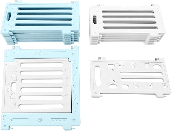 Dog Playpen with Door, 12 Panels Pet Safety Fence Foldable Puppy Pen Indoor Dog Fence, Plastics Enclosure Dog Pen Indoor for Small Dogs and Cats, Easy Assemble (Blue)