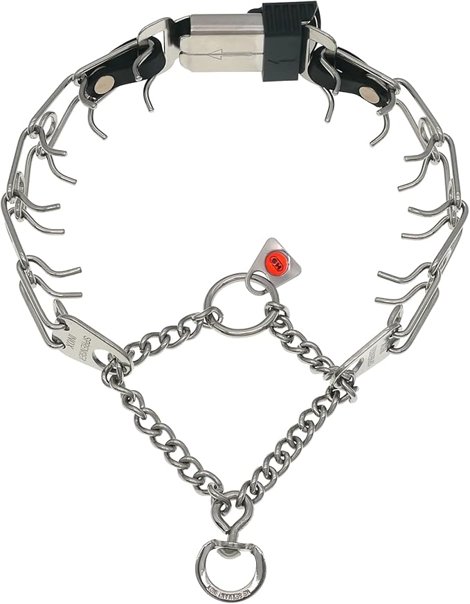 Herm Sprenger Dog Training Prong Collar with Quick Release ClicLock Buckle and Biothane Insert Stainless Steel Collar Made in Germany (16in x 2.25mm Prongs (Neck Size up to 13-14in))