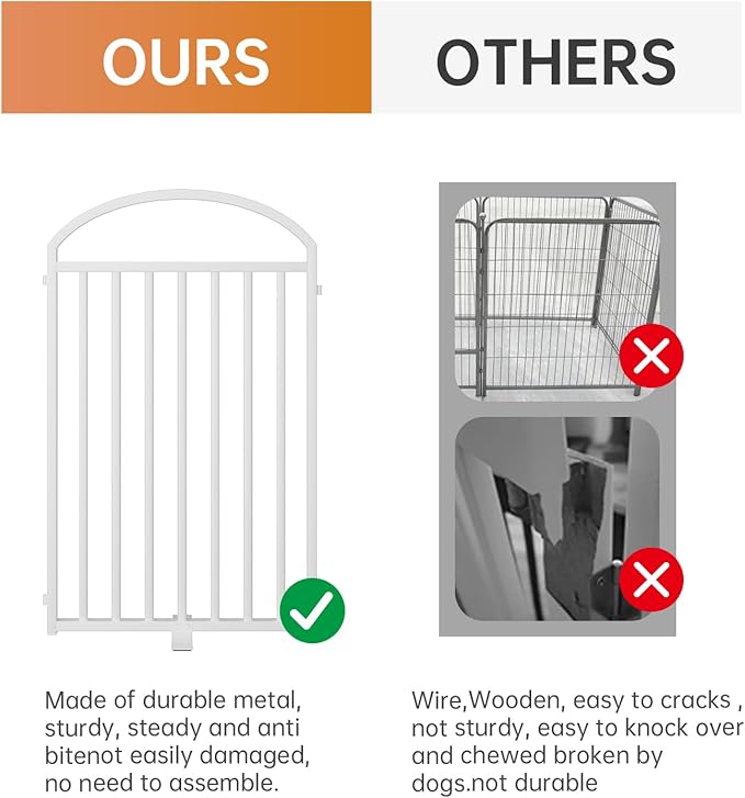 8 Panels Full Matel Freestanding Dog Gates with Door, 192"Extra Wide 32"Tall Free Standing Dog Pet Gate for Indoor & Outdoor. Foldable Pet Fences for Doorways, House, Stairs, Porch, Deck, Yard
