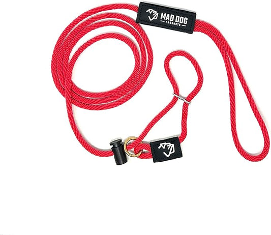 Mad Dog Products Easy Leader Dog Leash 1/4" x 10' Red Signature Rope - Made in USA