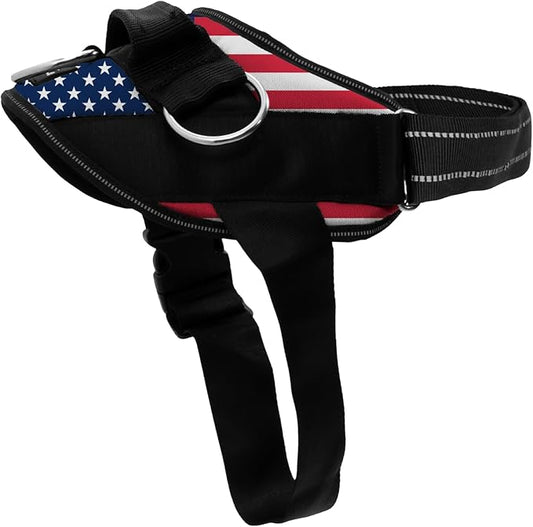 ShawnCo Essential Dog Harness, No-Pull Pet Vest with 3 Leash Clips, No Choke, Reflective, Adjustable and Padded, for Easy Walking and Training for Small, Medium and Large Dogs (Stars and Stripes, XS)